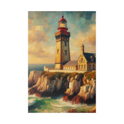 Harbor Illumination Rustic Coastal Wall Art Lighthouse Painting Canvas