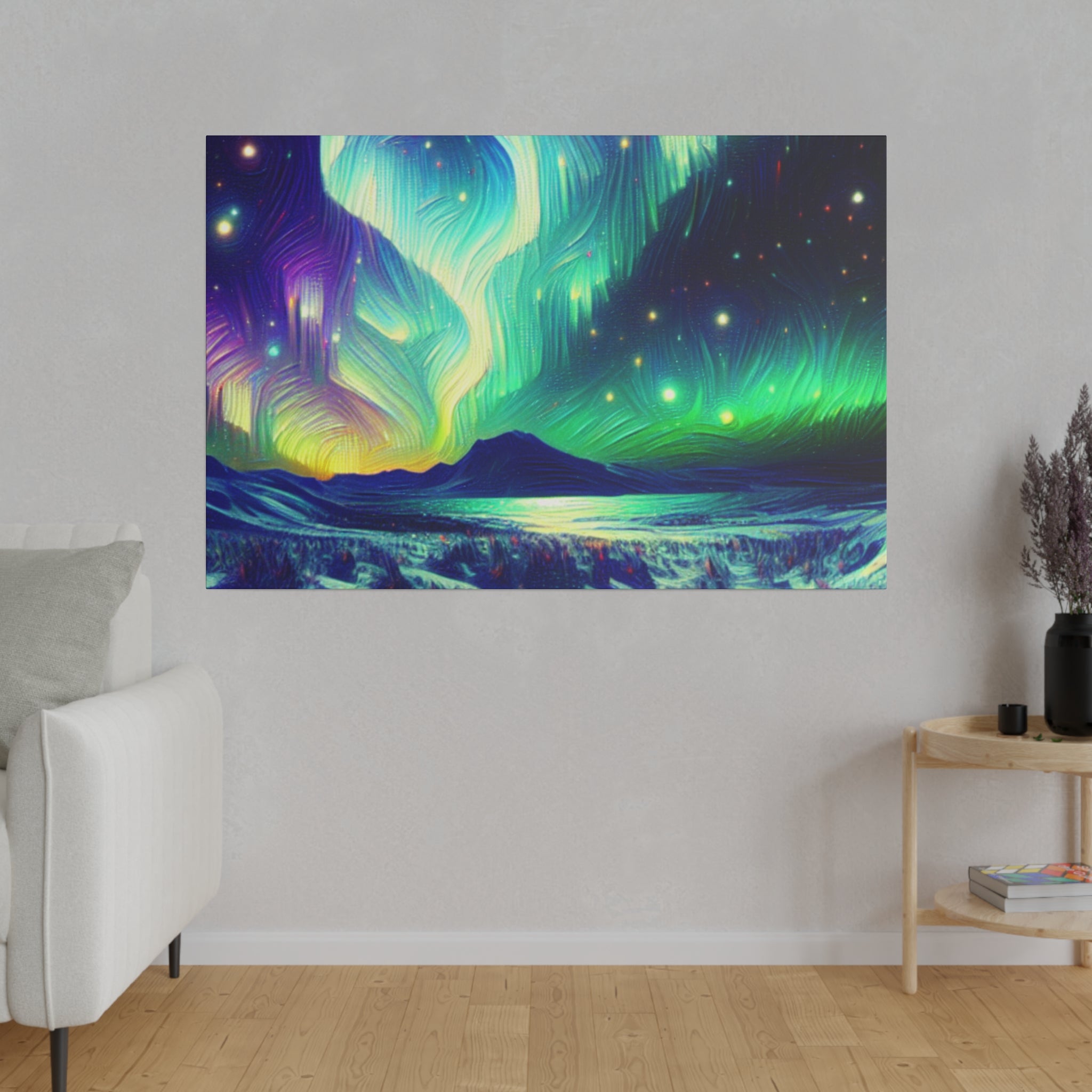 Aurora Winter Dream Northern Lights Painting Canvas