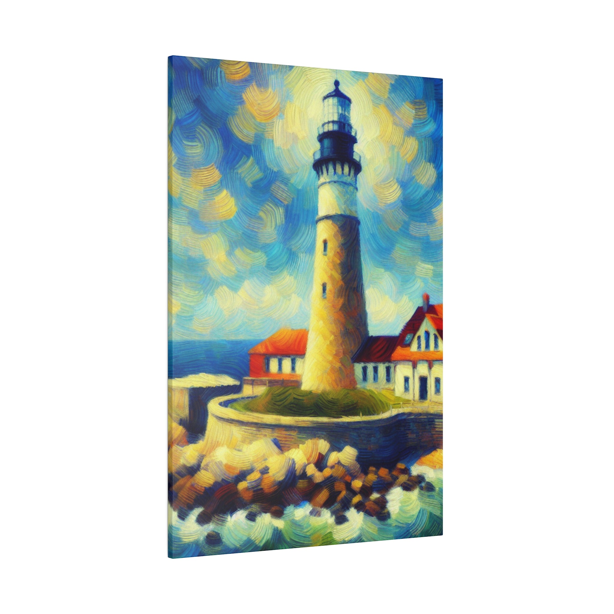 Harbor Beacon Dream Coastal Wall Art Lighthouse Painting Canvas