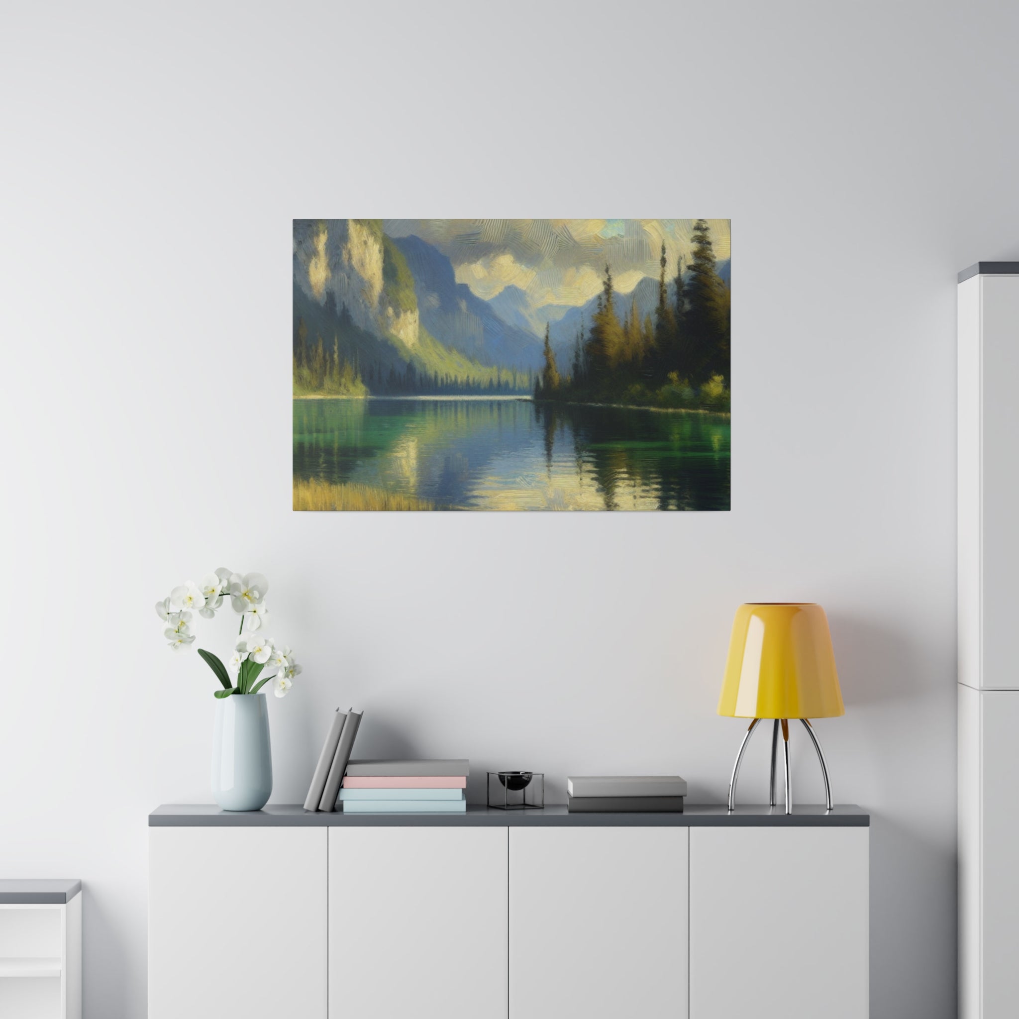 Azure Waterscape Harmony Lake Painting Canvas