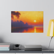 Sunrise Canvas Painting | Sunrise Over Water | Scenic Wall Art