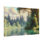 Serene Waterscape Symphony Lake Painting Canvas