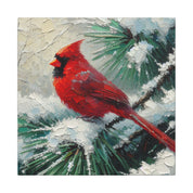 Cardinal on a Snowy Pine Canvas