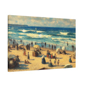 Old School Family Day Beach Painting Canvas