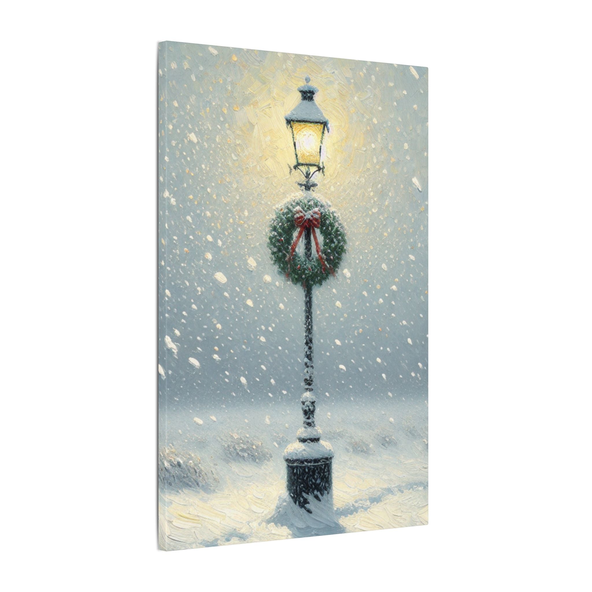 Snowy Christmas Lamp Canvas
