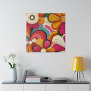 Psychedelic Petals Floral Wall Art 70s Artwork Canvas