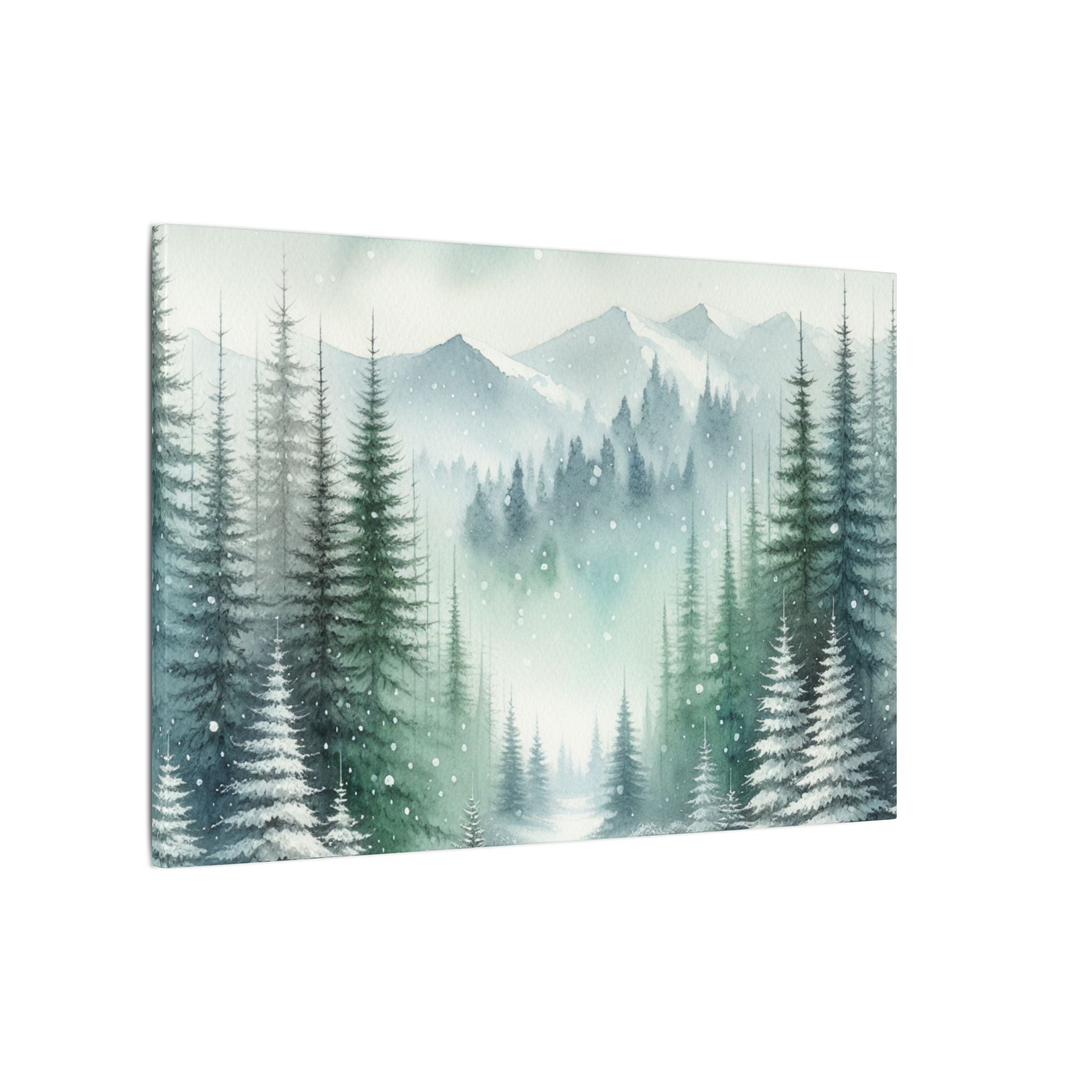 Winter Pines and Mountain Valley Canvas