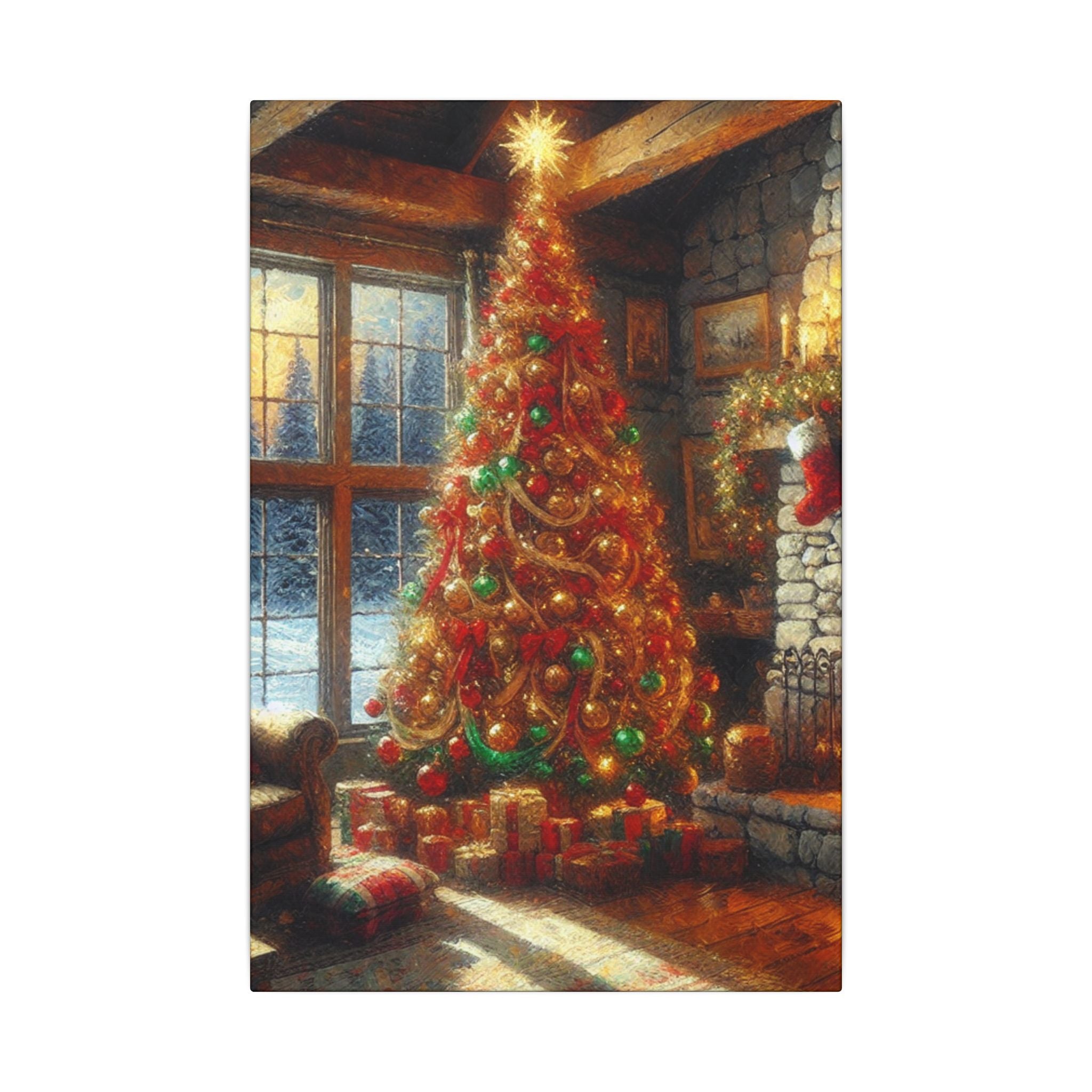 Cozy Christmas Living Room Canvas