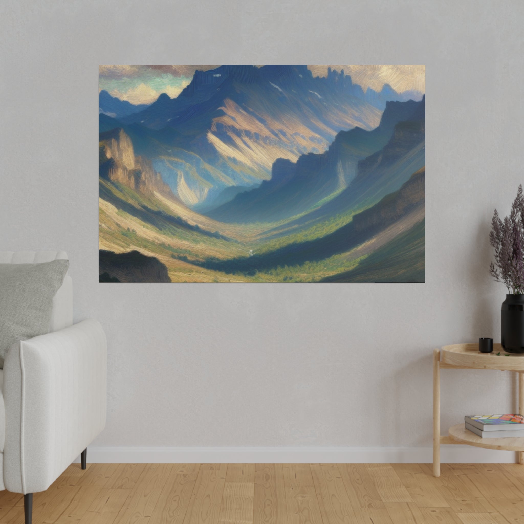 Whispering Valley Reverie Mountain Landscape Painting Canvas