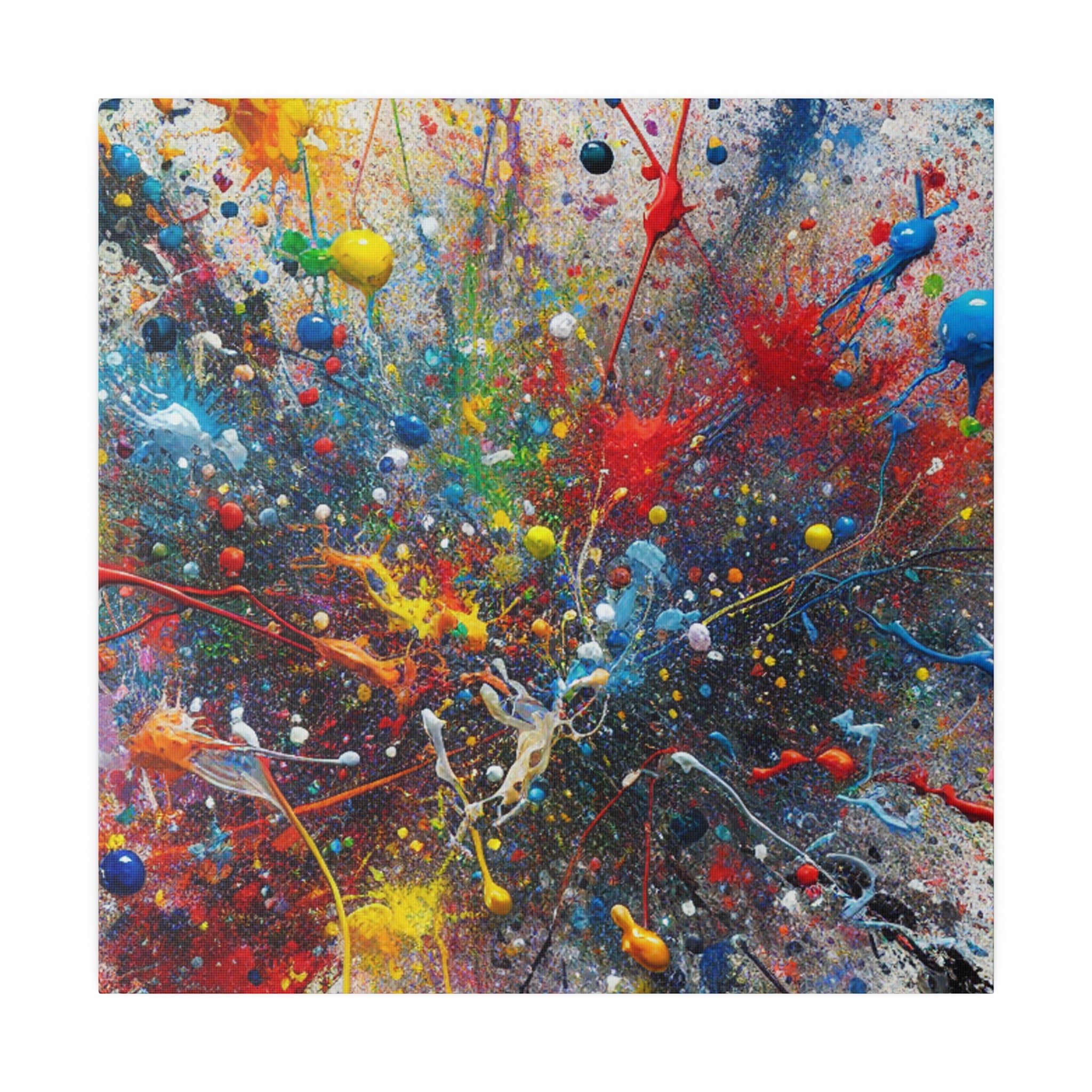 Multicolor Splatter Blue Red Yellow Green Abstract Painting Canvas