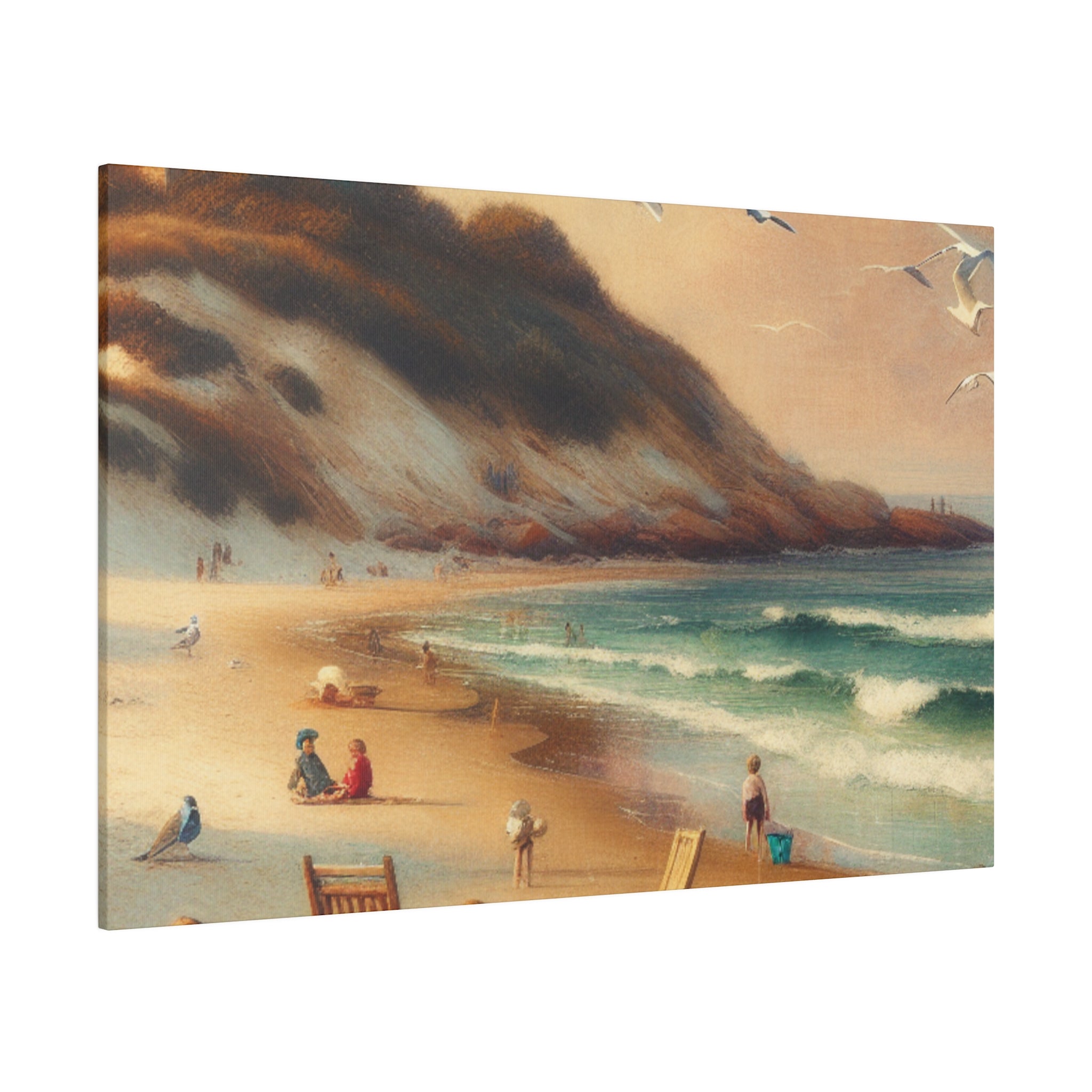 Seashore Whispers Impressionist Empty Beach Painting Canvas