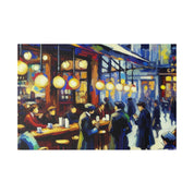 Vintage European Street Cafe Artwork Painting Canvas