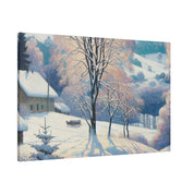 Frosty Epoch Cabin Snowscape Winter Painting Canvas