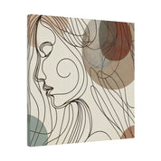 Bohemian Muse Woman Line Art Boho Style Wall Decor Canvas