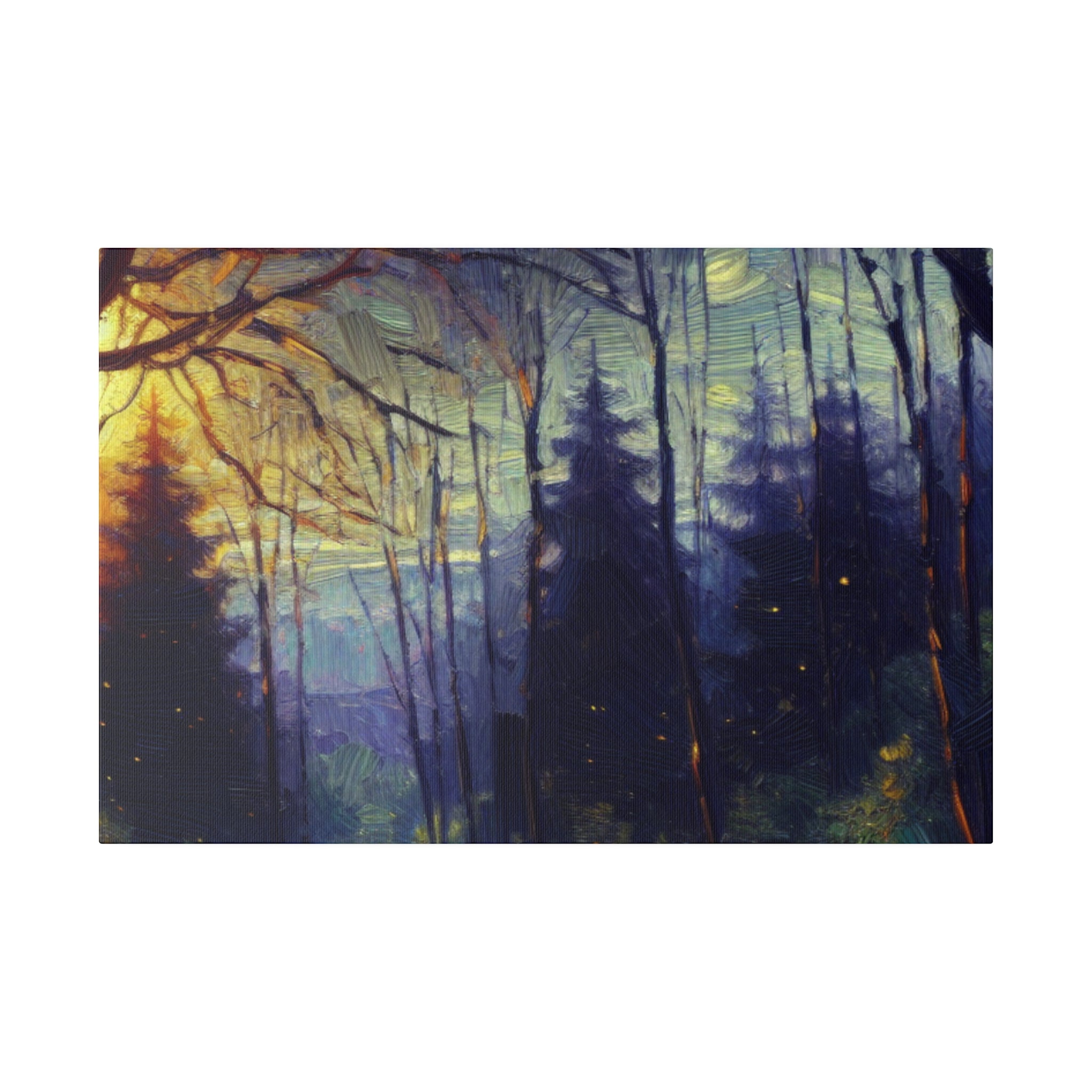 Dropping Sun On The Forest Painting Canvas