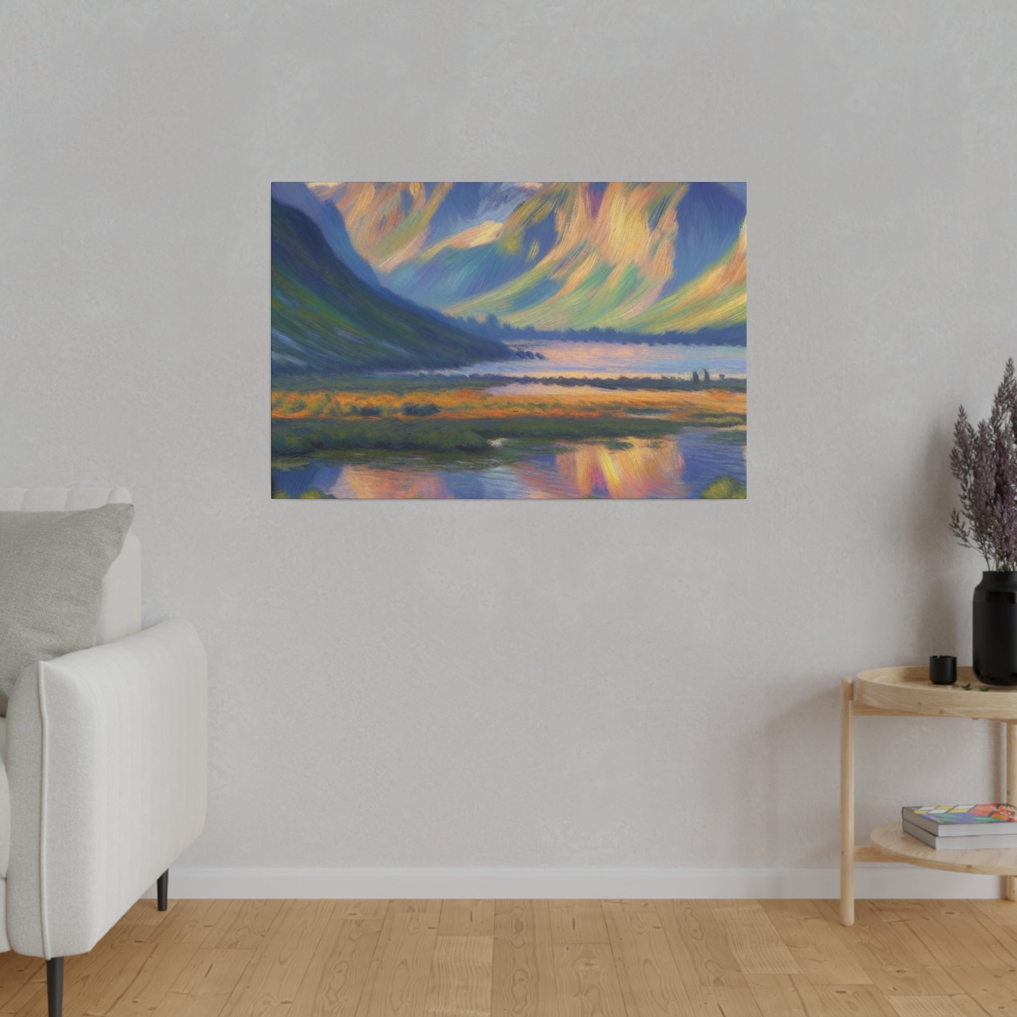 Majestic Valley Lake Mountain Landscape Painting Canvas