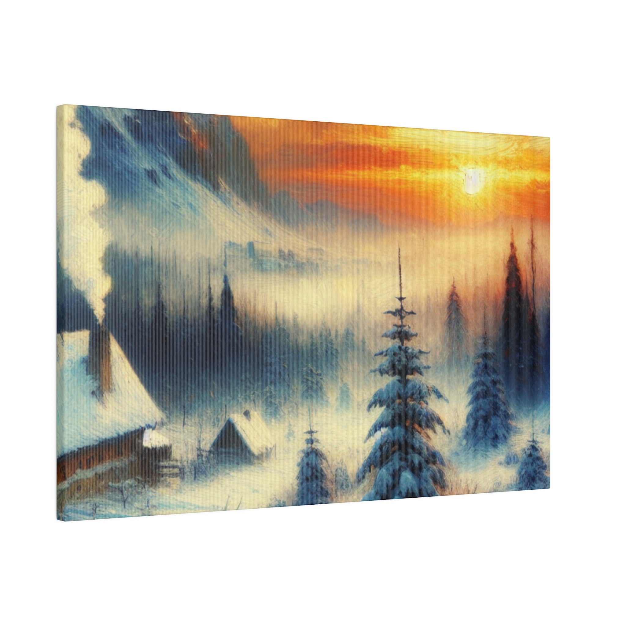 Winter's Sunset Veil Snowscape Winter Painting Canvas