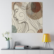 Bohemian Muse Woman Line Art Boho Style Wall Decor Canvas