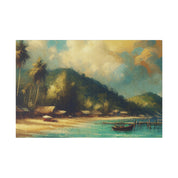 Serene Coastline Remote Island Beach Painting Canvas