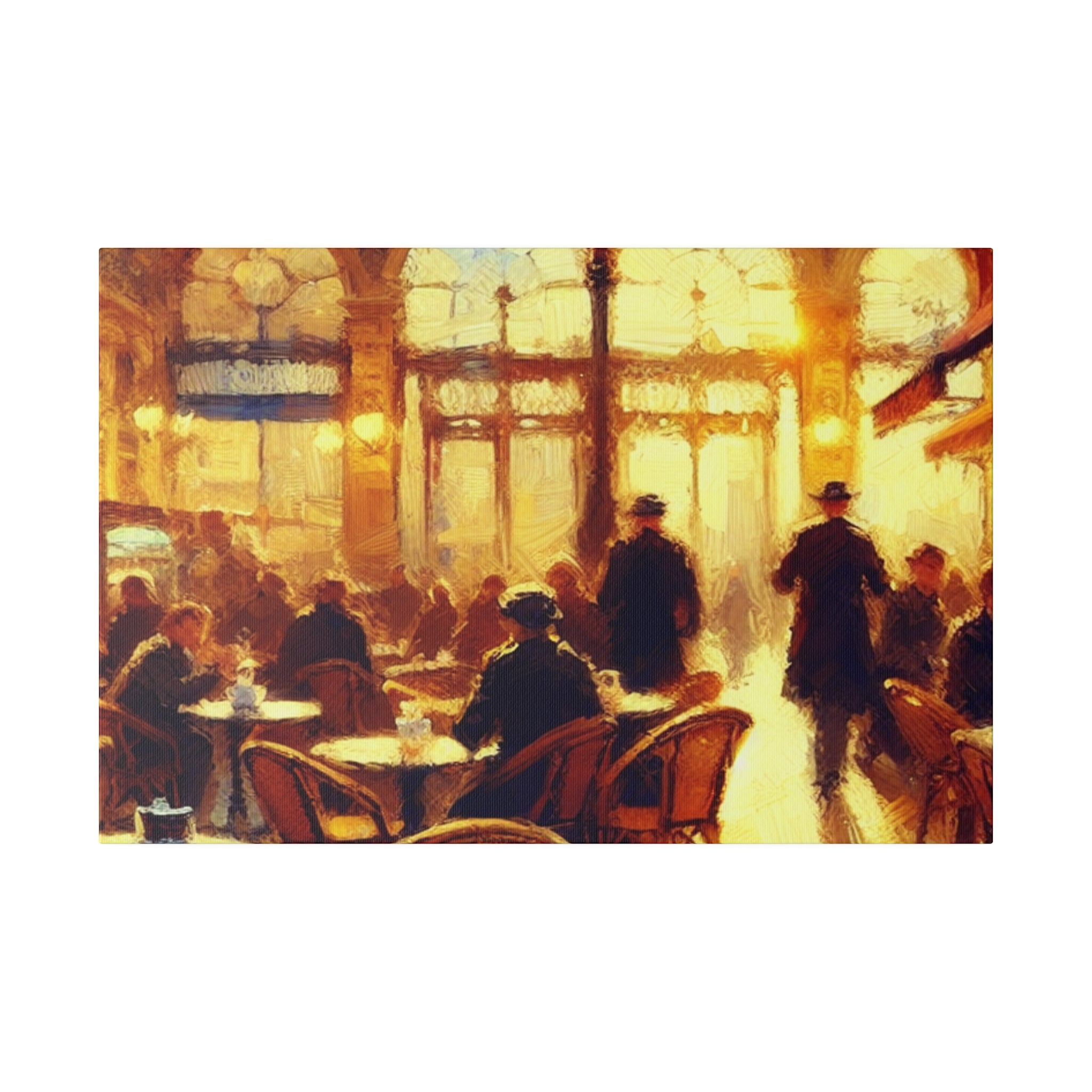 Bustling European Espresso Cafe Artwork Canvas