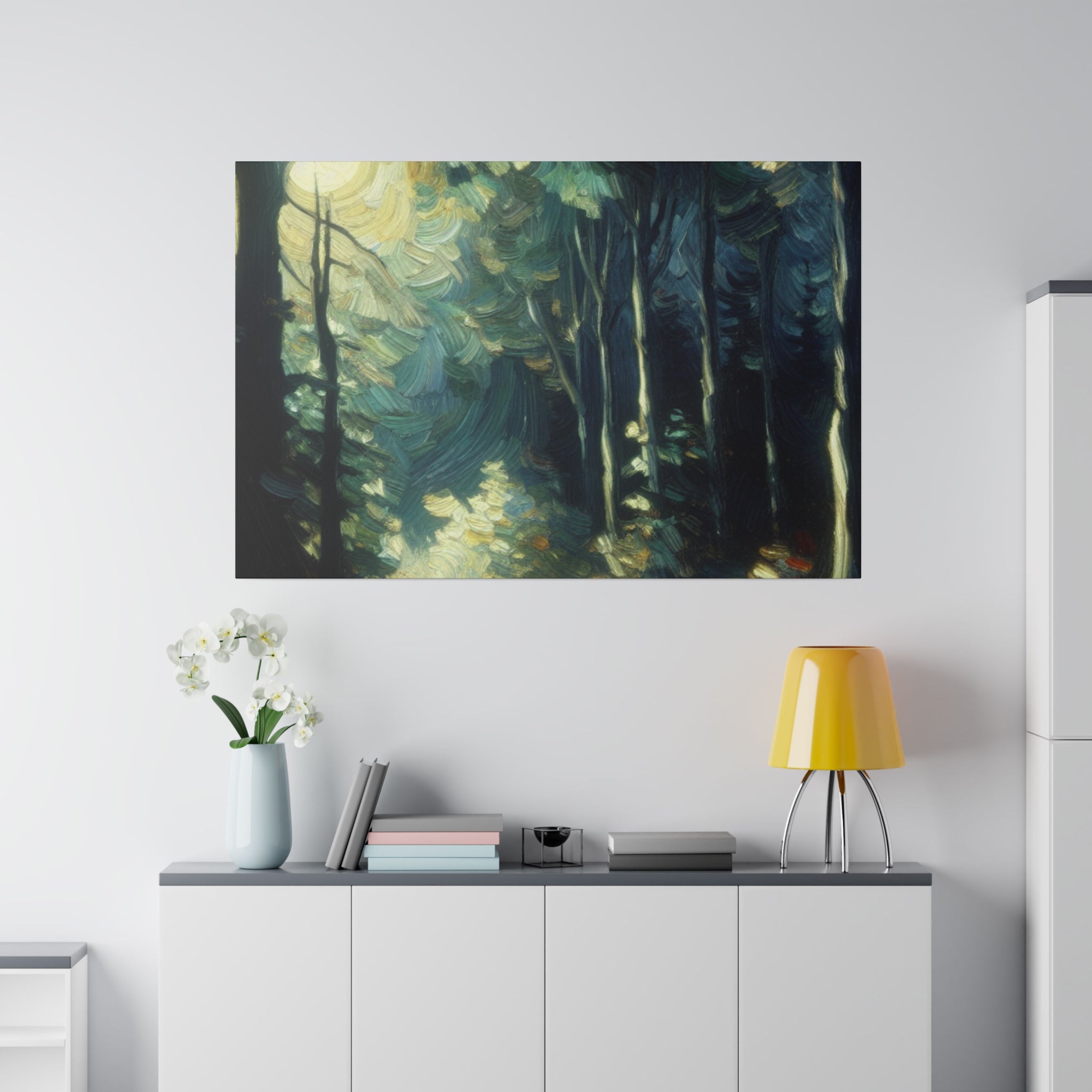 Bright Moonlight Forest Painting Canvas