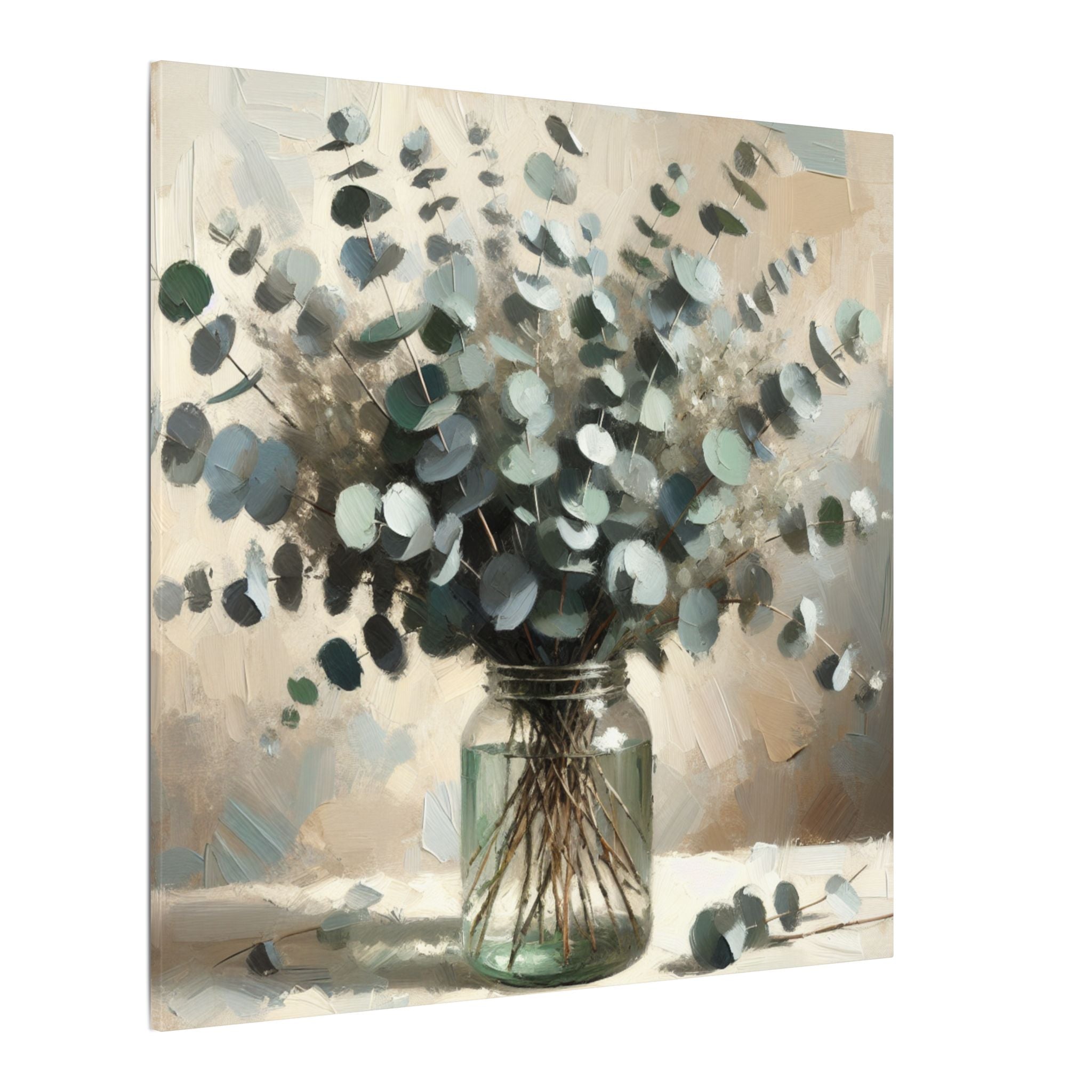 Eucalyptus Herbs in Jar Watercolor Canvas