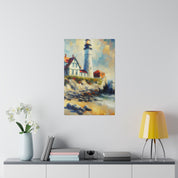 Misty Beacon Coastal Wall Art Lighthouse Painting Canvas