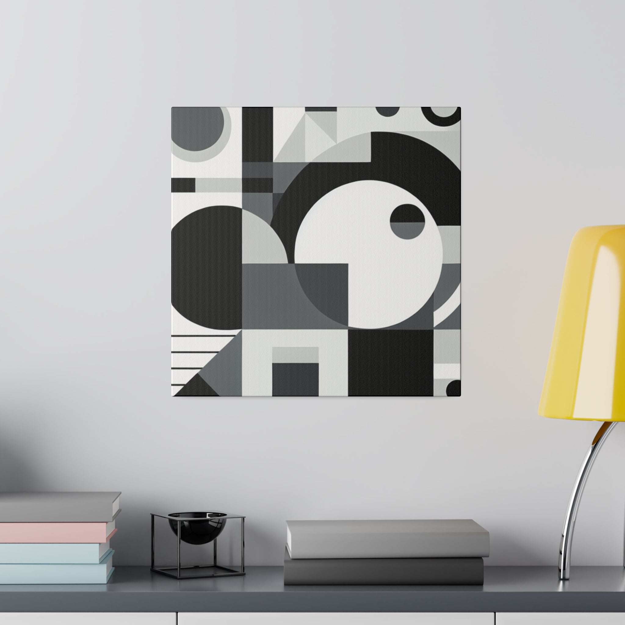 Geometric Black and White Abstract Artwork Canvas