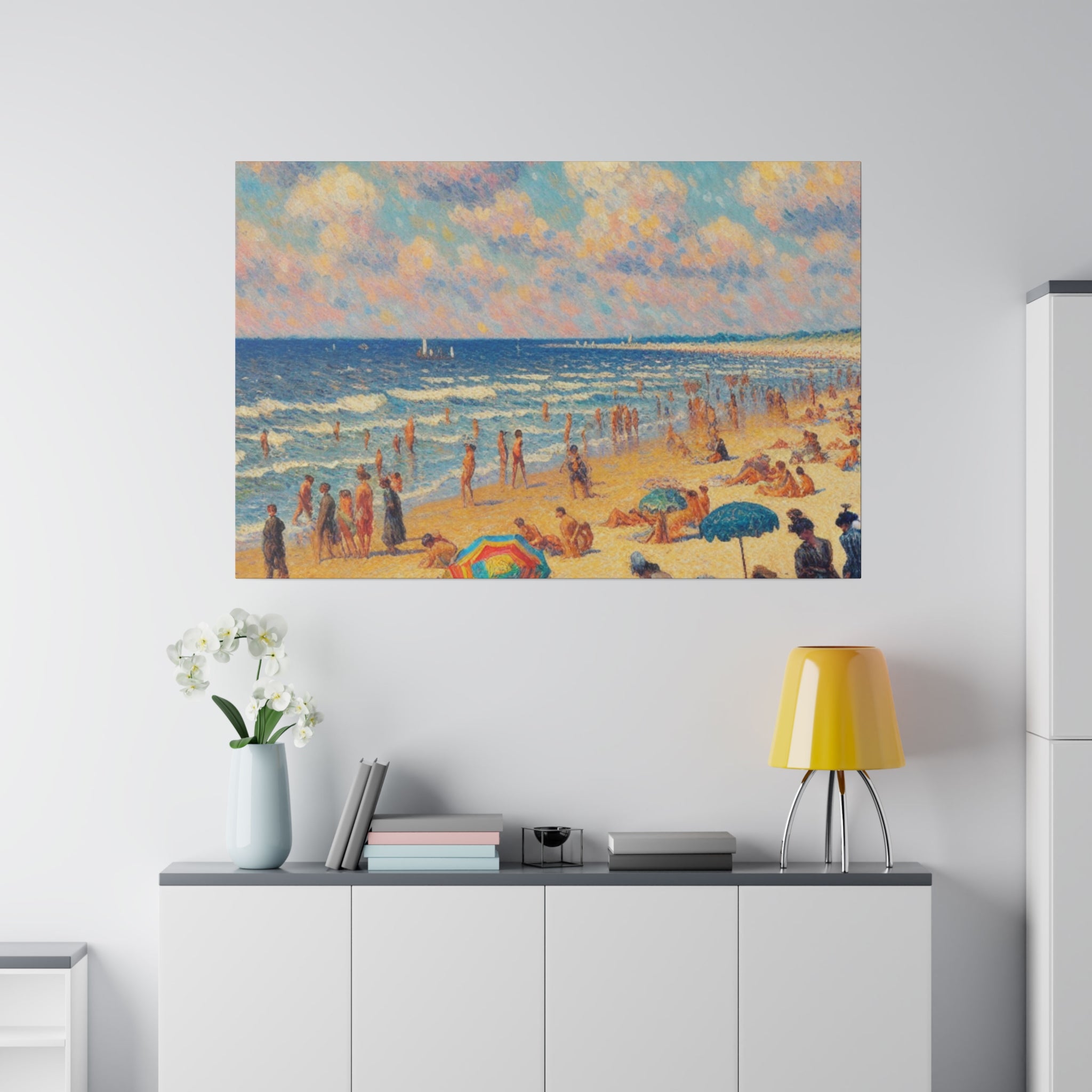 Sunday Beach Day Coastal Decor Beach Painting Canvas