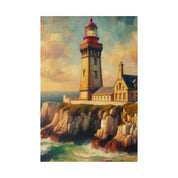 Harbor Illumination Rustic Coastal Wall Art Lighthouse Painting Canvas