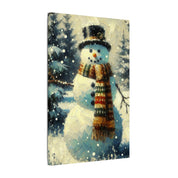 Snowman in Winter Field Canvas