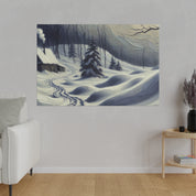 Remote Shack Vintage Expressionist Winter Painting Canvas