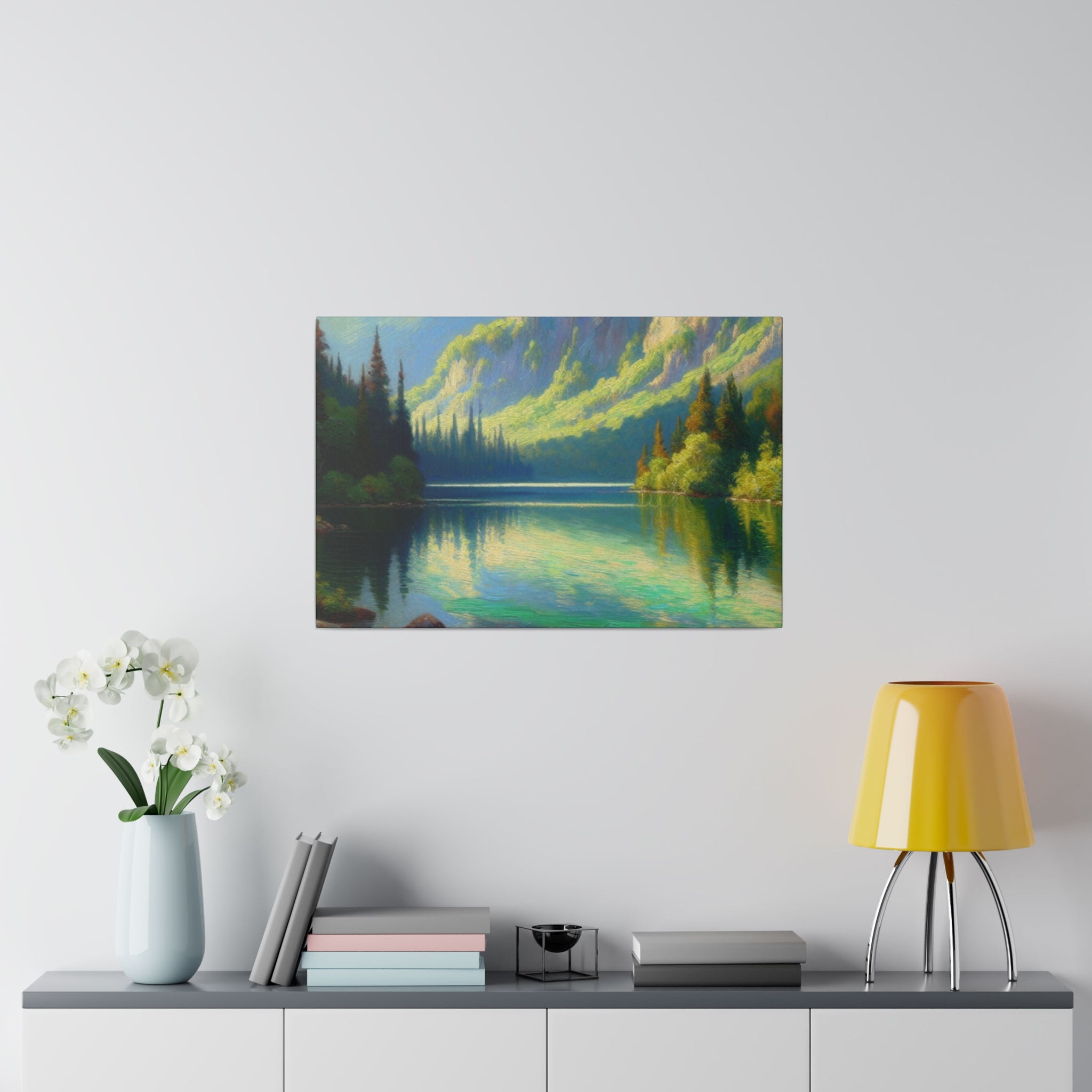 Serenity Lake Mirage Lake Painting Canvas