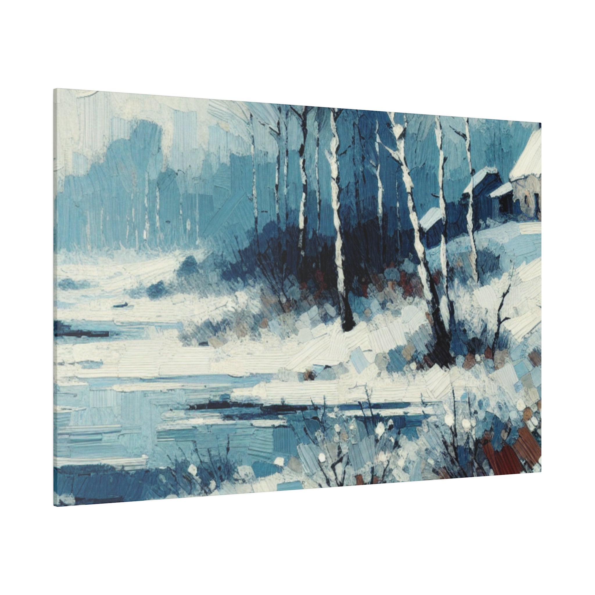 Expressionist Vintage Snowscape Winter Painting Canvas