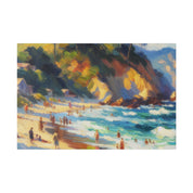 Shoreline Cliffs Impressionist Beach Painting Canvas