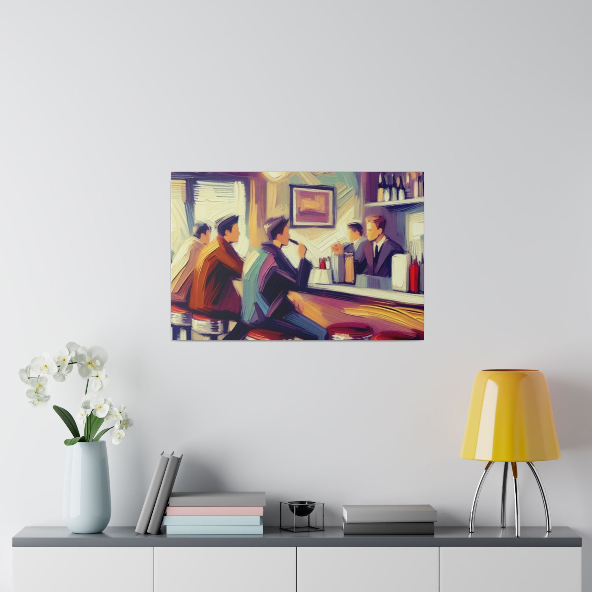 50s Afternoon Expressionist Diner Painting Canvas