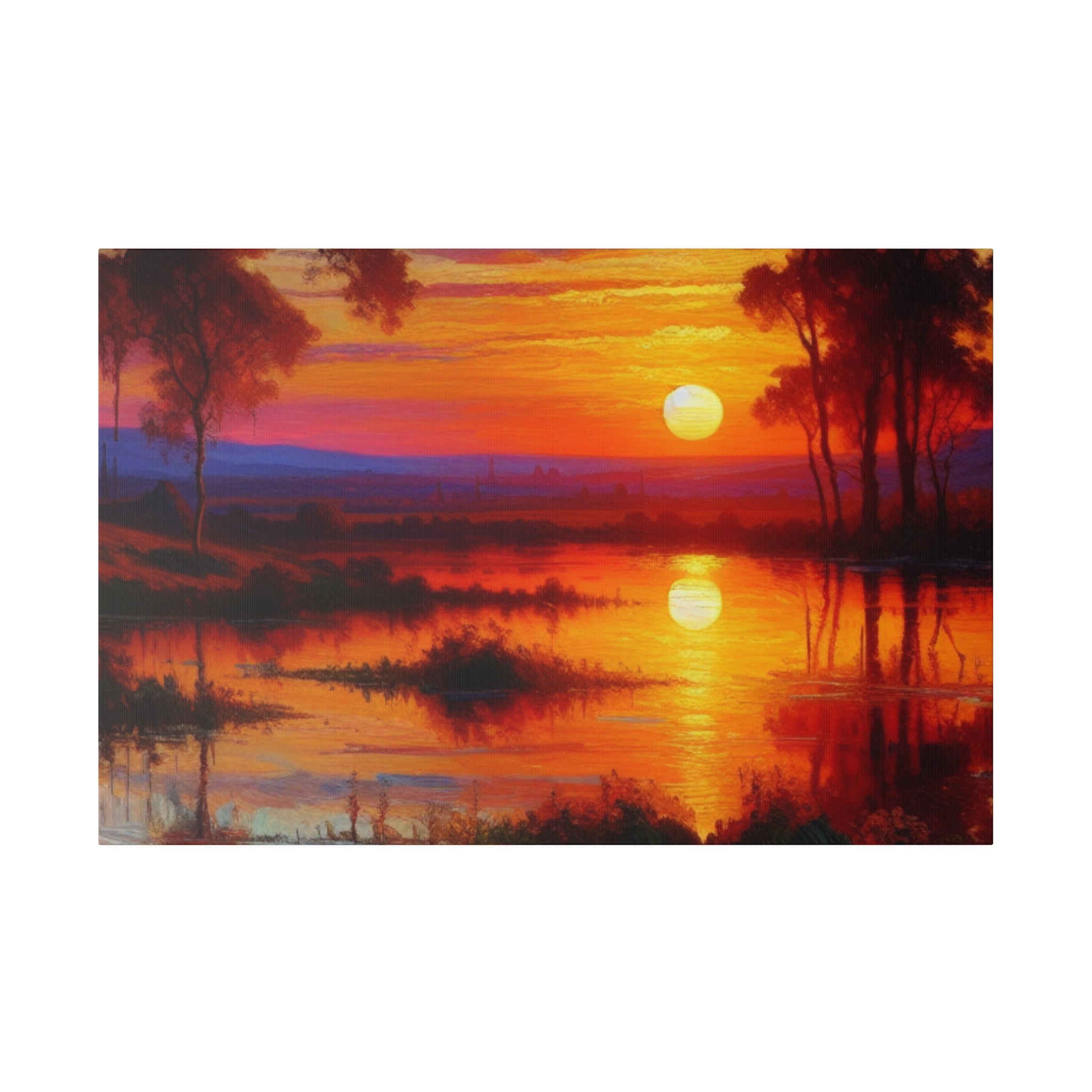 Marsh Mirage Nature Sunset Painting Canvas