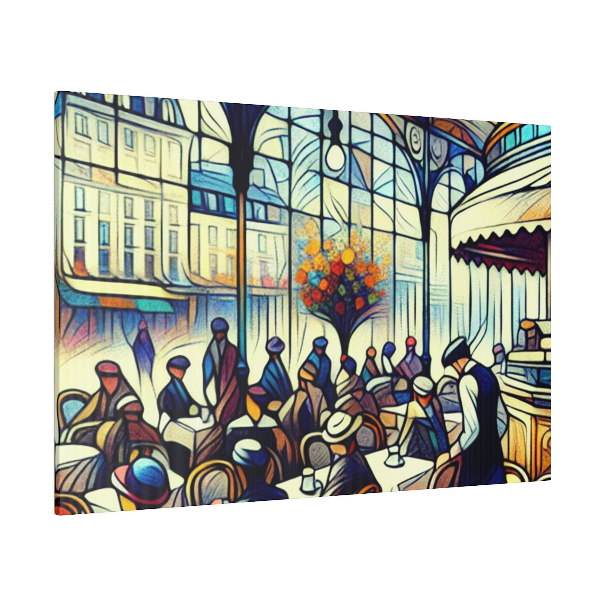 Morning Muse Vintage European Cafe Artwork Canvas