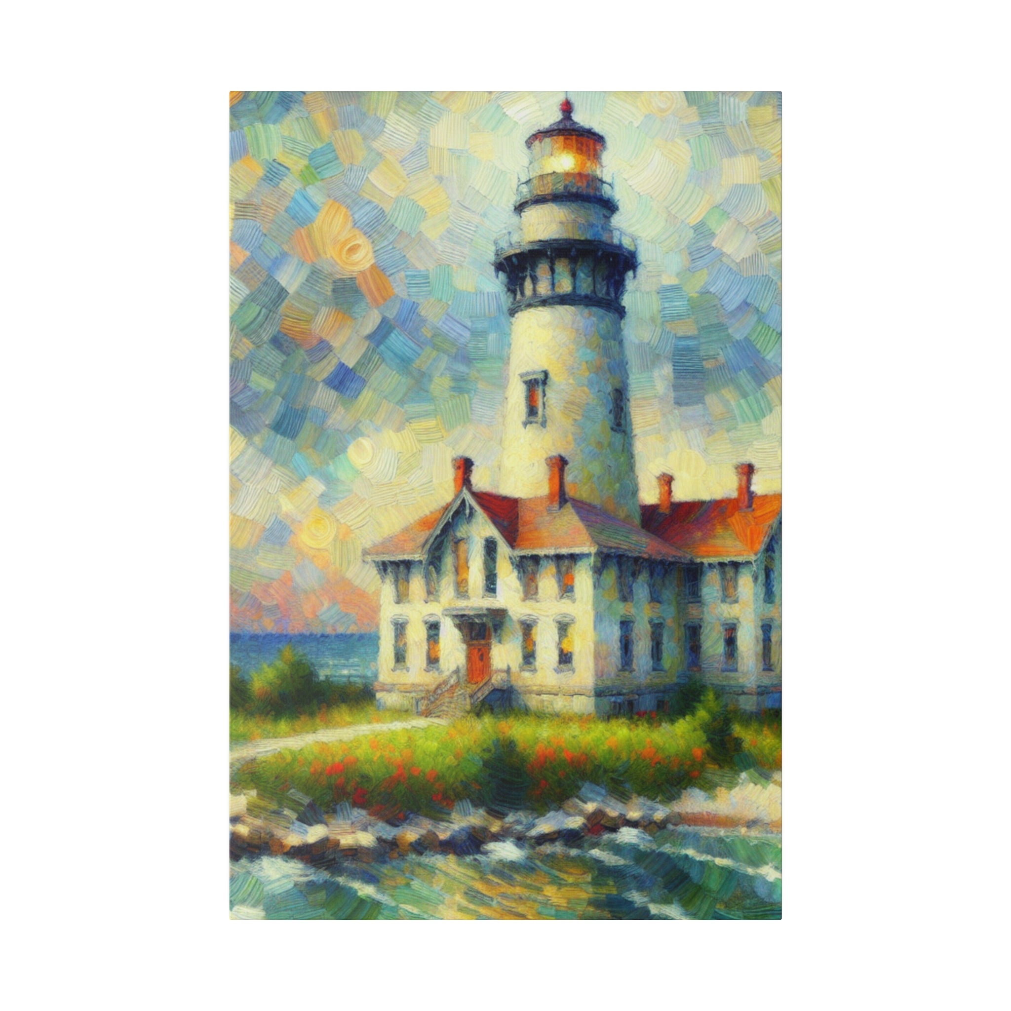 Beacon Of Light Coastal Wall Art Lighthouse Painting Canvas