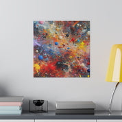 Vibrant Multicolor Blue, Red, Yellow, Green Splatter Painting Canvas