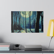 Night Moon Whisper Expressionist Forest Painting Canvas