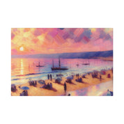 Serene Shorescape Pastel Colored Beach Painting Canvas