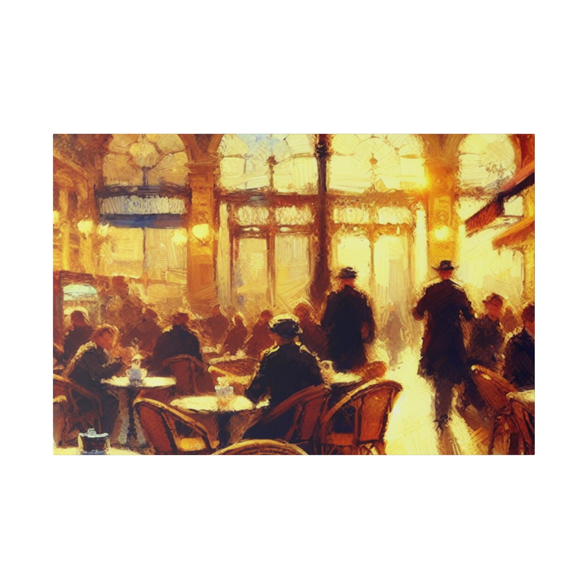 Bustling European Espresso Cafe Artwork Canvas