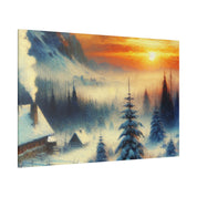 Winter's Sunset Veil Snowscape Winter Painting Canvas