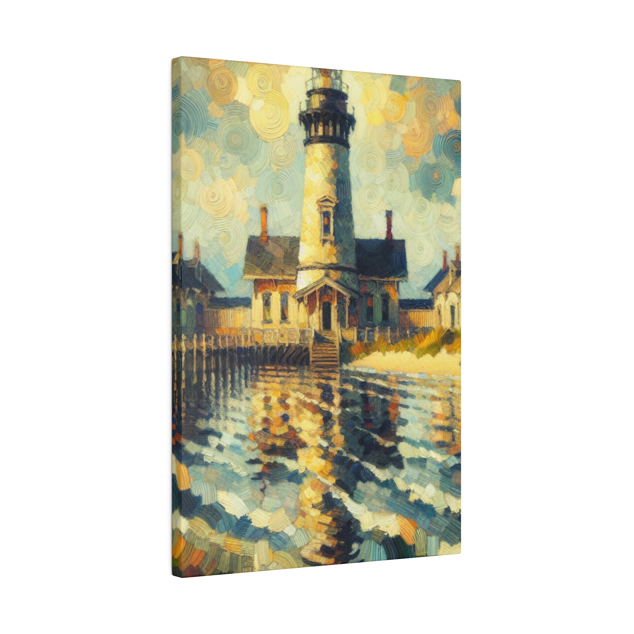 Harbor’s Beacon Coastal Wall Art Lighthouse Painting Canvas