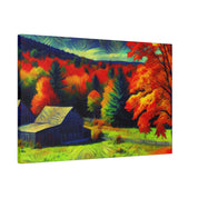 Autumn's Verdant Whisper Farmhouse Fall Painting Canvas