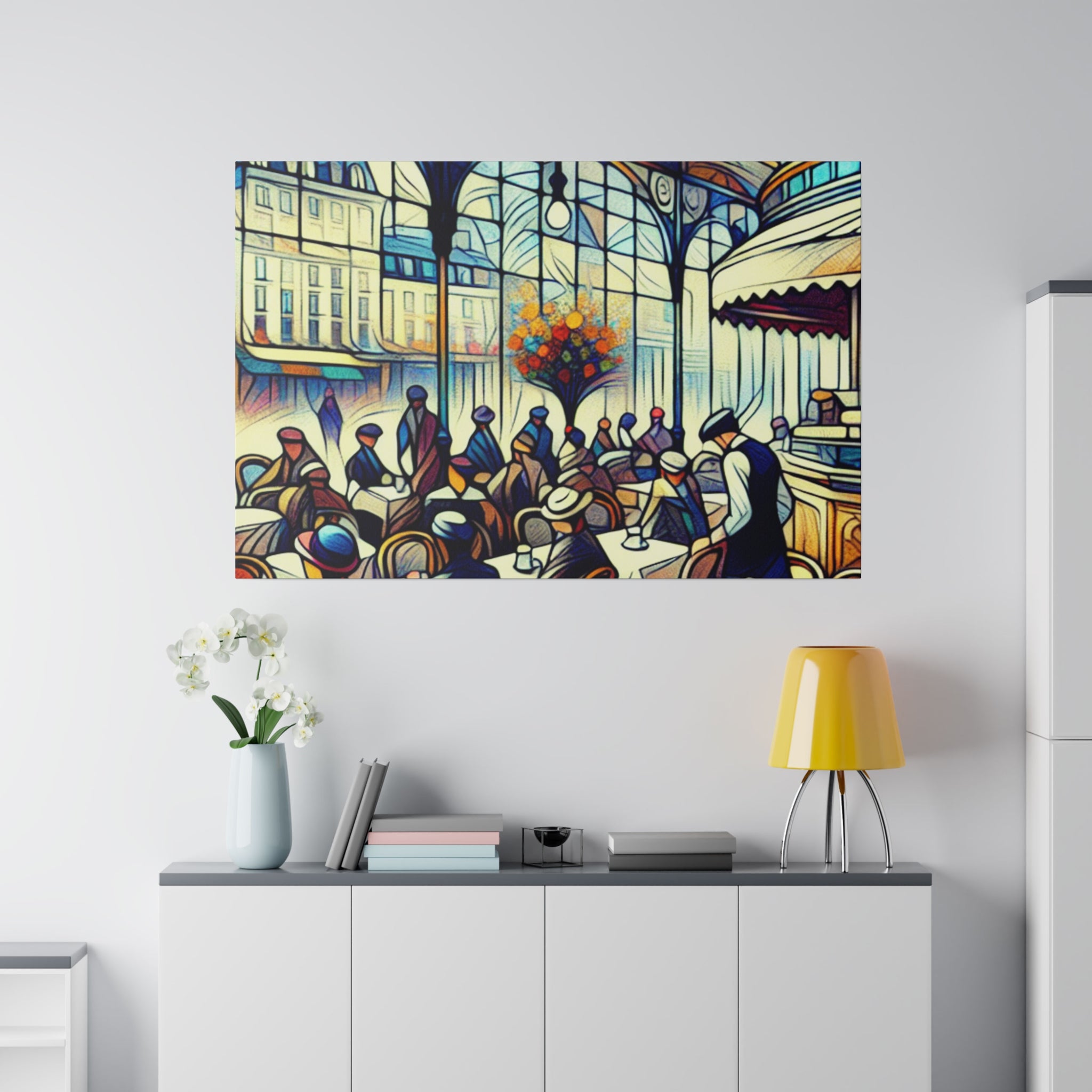 Morning Muse Vintage European Cafe Artwork Canvas