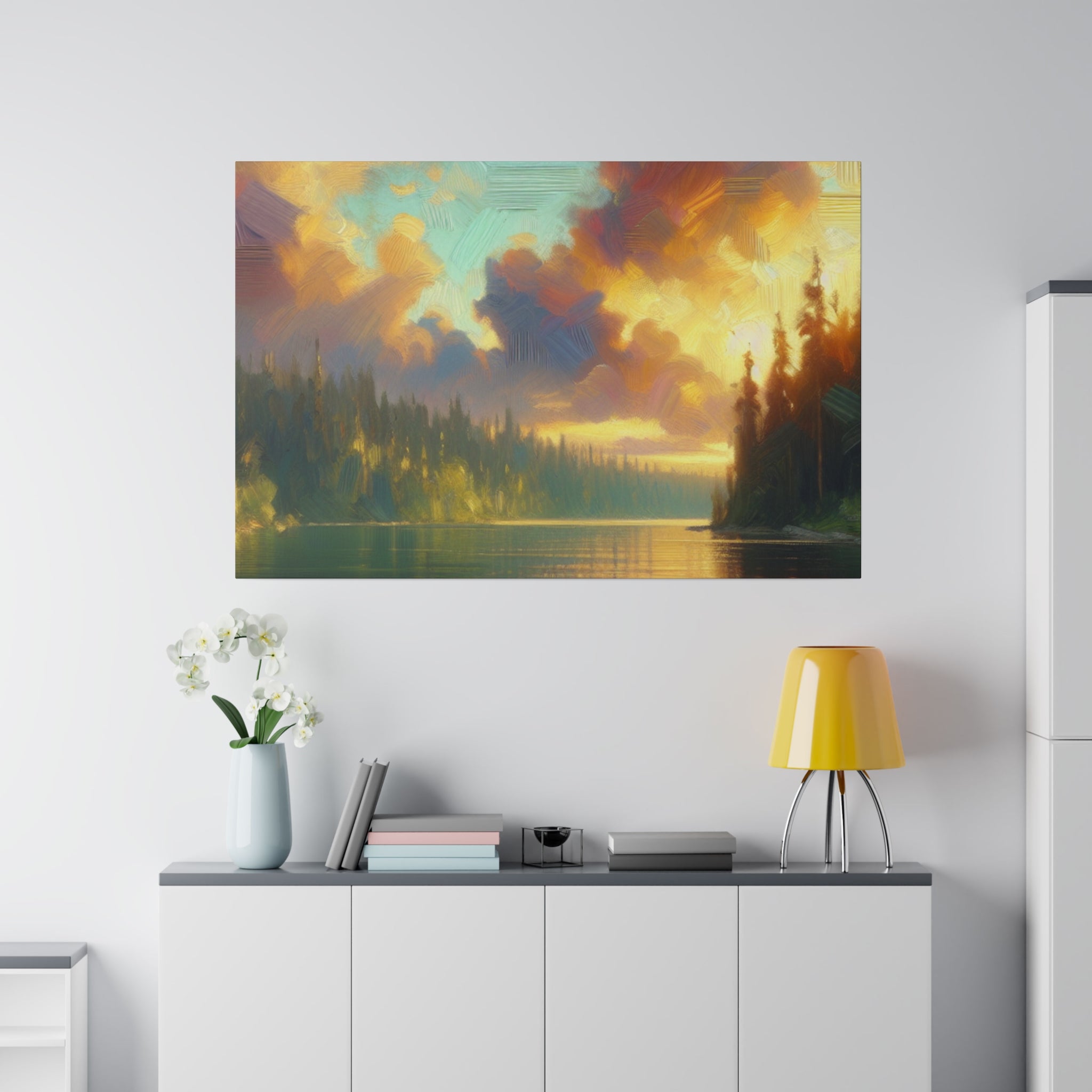 Serene Lakeside Whisper Lake Painting Canvas