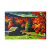 Autumn's Verdant Whisper Farmhouse Fall Painting Canvas