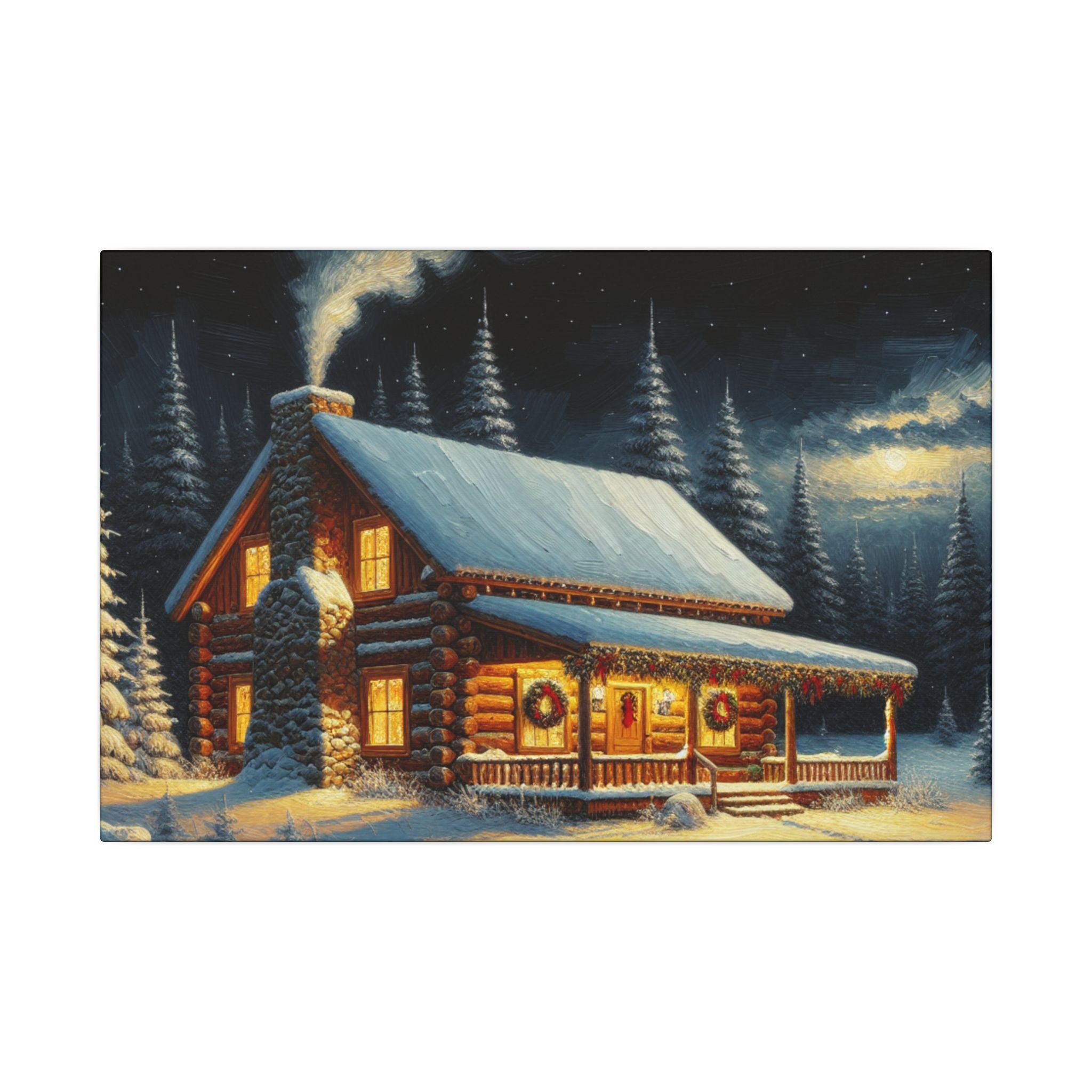 Christmas Cabin Pathway Canvas